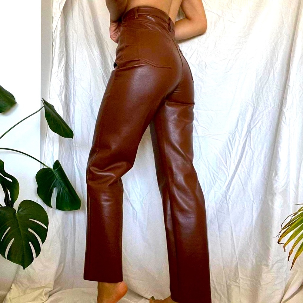 Aritzia babaton brown leather pants